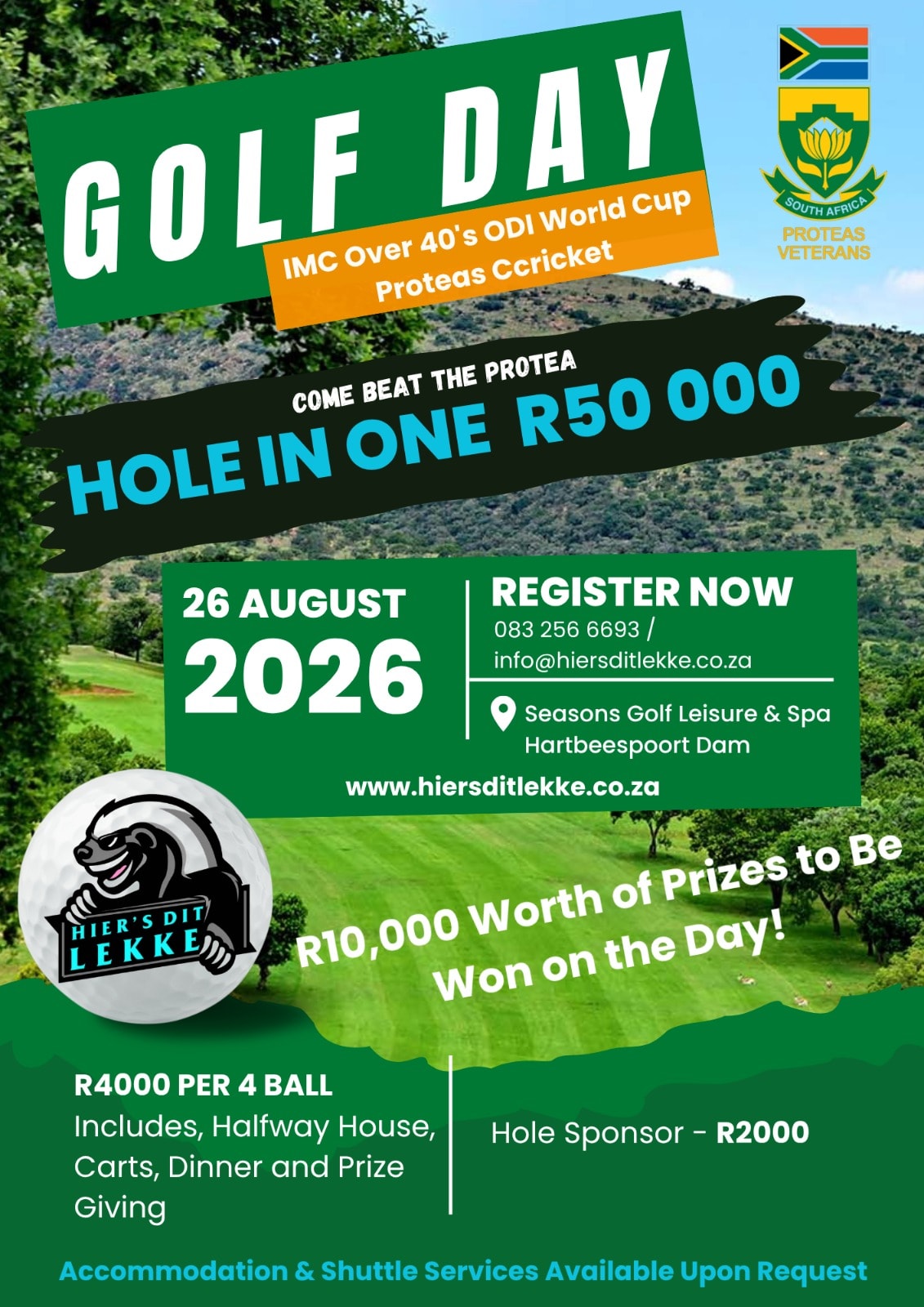 IMC Over 40's ODI World Cup Golf Day — 26 August 2026 at Seasons Golf Leisure & Spa